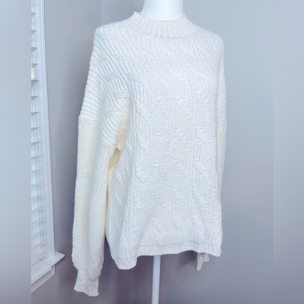 NWT J. Crew Textured Ivory Mockneck Sweater